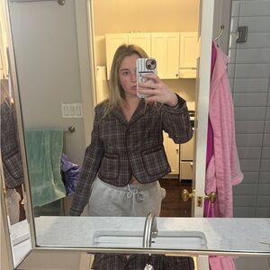 BCBGMaxAzria Chocolate Plaid Jacket